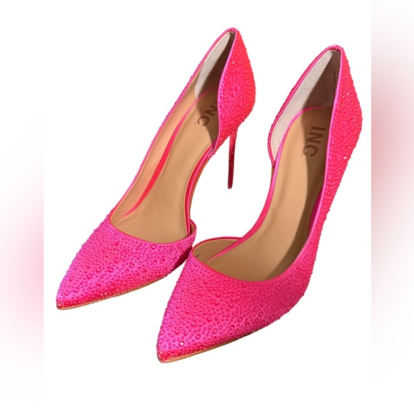 INC International Concepts NWT Stunning Vibrant Pink Embellished Heels (SH059) - Picture 2 of 10